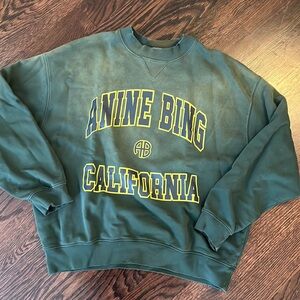 Anine Bing Green Logo California Print Sweatshirt